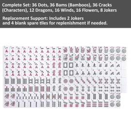 GUSTARIA 1.2 American Mahjong Tiles, 166 American Mahjong Tiles with White Color (Tiles Only, No Dice and Other Accessories)