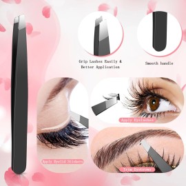 Eyelash Applicator Tool - 5-in-1 Lash Applicator Tool Set with Eyelash Extension Tweezers, Scissors, Brush - Professional Eye Lash Applicator Tools for DIY Eyelash Extensions, Cluster Lashes