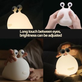 Myratts Led Cute Slug Night Light, Dimmable Kawaii Lamps, Super Squishy Silicone USB Rechargeable Touch Control Night Lamp, Used for Camping Party Room Decor (Slug)