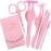 Eyelash Applicator Tool - 5-in-1 Lash Applicator Tool Set with Pink Eyelash Extension Tweezers, Scissors, for Eye Lash Clusters, Cluster Lashes