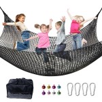 LPIW Climbing Net for Kids - 3.3FT x 9.9FT Double Layers Heavy Duty Playground Safety Net, Climbing Cargo Net for Tree House Tree Fort, Back Yard, Jungle Gyms, Monkey Bar Security MeshBlack