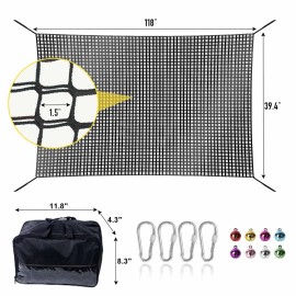 LPIW Climbing Net for Kids - 3.3FT x 9.9FT Double Layers Heavy Duty Playground Safety Net, Climbing Cargo Net for Tree House Tree Fort, Back Yard, Jungle Gyms, Monkey Bar Security MeshBlack