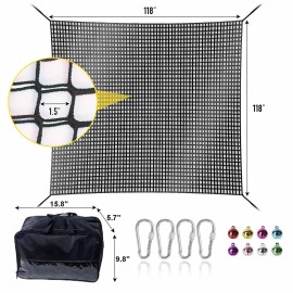 LPIW Climbing Net for Kids - 9.9FT x 9.9FT Double Layers Heavy Duty Playground Safety Net, Climbing Cargo Net for Tree House Tree Fort, Back Yard, Jungle Gyms, Monkey Bar Security MeshBlack