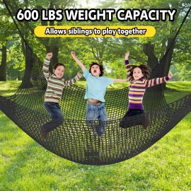 LPIW Climbing Net for Kids - 9.9FT x 9.9FT Double Layers Heavy Duty Playground Safety Net, Climbing Cargo Net for Tree House Tree Fort, Back Yard, Jungle Gyms, Monkey Bar Security MeshBlack