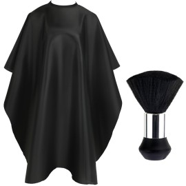 FEBSNOW Hair Cutting Cape Kit,Professional Barber Cape with Neck Duster Brush for Adults Waterproof Hairdressing Salon Cape with Adjustable Closure Snap Salon Barber Supplies