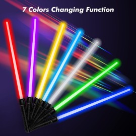 Kenpora Light Sabers for Kids, Light Up Saber for Birthday Halloween Party, Telescopic Extendable Light Sword with Motion Sensitive FX Sound for Boys Girls