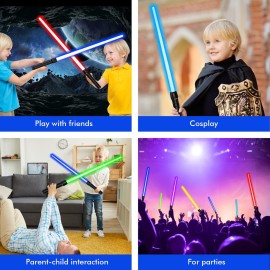 Kenpora Light Sabers for Kids, Light Up Saber for Birthday Halloween Party, Telescopic Extendable Light Sword with Motion Sensitive FX Sound for Boys Girls