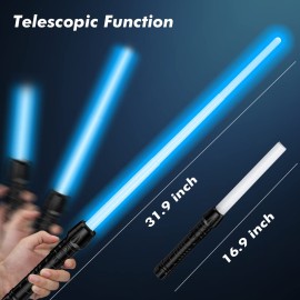 Kenpora Light Sabers for Kids, Light Up Saber for Birthday Halloween Party, Telescopic Extendable Light Sword with Motion Sensitive FX Sound for Boys Girls