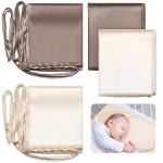 Hosuly 2 Pcs Satin Bassinet Sheet Baby Hair Soft Silk Feeling Sheet Baby Bassinet for Rectangle Cradle Pad Mattress Boys Girls Newborn Infant(Coffee, Khaki)