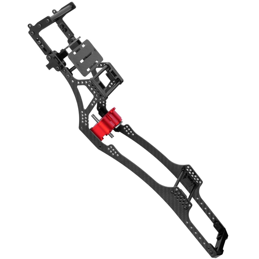 RCHuiWow Chassis Frame Upgrades Part for SCX10 SCX10 II 90046 1/10 RC Crawler Car,RC Carbon Fiber LCG Wheelbase Chassis Kit with Red Transmission Gearbox