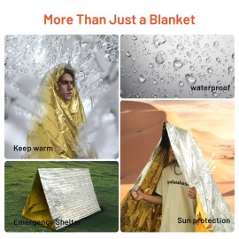 Griwonmy 6 Pack Survival Emergency Blanket, Updated Model Mylar Blankets, Space Blanket Gold and Silver, Suitable for Outdoor Sports, Wilderness Survival, Car Breakdown Emergency Use