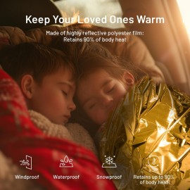 Griwonmy 6 Pack Survival Emergency Blanket, Updated Model Mylar Blankets, Space Blanket Gold and Silver, Suitable for Outdoor Sports, Wilderness Survival, Car Breakdown Emergency Use