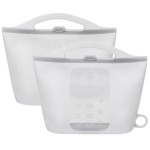 DOYOQI 2 Pack Silicone Microwave Steam Sterilizer Bags, 1.5L Reusable Steam Bags for Home and Travel, Silicone Fresh Keeping Bag for Baby Bottles, Accessories, Gray