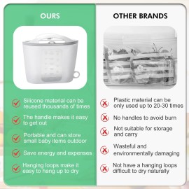 DOYOQI 2 Pack Silicone Microwave Steam Sterilizer Bags, 1.5L Reusable Steam Bags for Home and Travel, Silicone Fresh Keeping Bag for Baby Bottles, Accessories, Gray