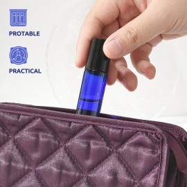 bofessor Essential Oil Roller Bottles, 10ml Glass Roll on Bottles with Stainless Steel Roller Ball, Opener, Pipettes, Funnel, Stickers, Refillable Container for Perfume (4 Amber & 4 Blue)