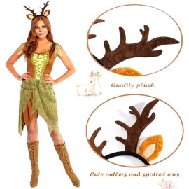 LECHA Christmas Headband with Reindeer Ears for Adults Kids Hair Accessories for Christmas Supplies and Holiday Parties, Deer Antler Headband for Women, Men, Kids, Adults