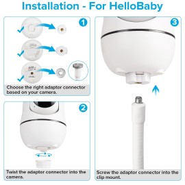 Flexible Baby Monitor Mount Compatible with HelloBaby HB65/HB40/HB6550/HB66/HB6339/HB6550 Pro, ANMEATE SM935E, Baby Camera Mount Without Tools or Wall Damage