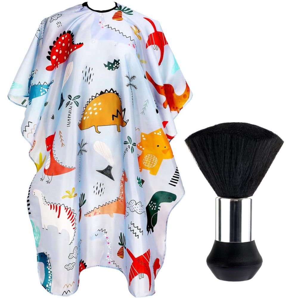FEBSNOW Kids Hair Cutting Cape, Professional Barber Cape and Neck Duster Brush Cartoon Hairdresser Apron with Adjustable Closure for Children & Adults 55x39 Inches FEBSNOW Kids Hair Cutting Cape, Professional Barber Cape and Neck Duster Brush Cartoon Hairdresser Apron with Adjustable Closure for Children & Adults 55x39 Inches