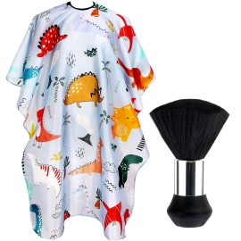 FEBSNOW Kids Hair Cutting Cape, Professional Barber Cape and Neck Duster Brush Cartoon Hairdresser Apron with Adjustable Closure for Children & Adults 55x39 Inches