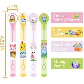 48PCS Easter Toys Mini Bubble Wands Assortment 6 Styles Kids Easter Basket Stuffers for Boys Girls, Bubble Blowing Gifts for Kids Party Favors