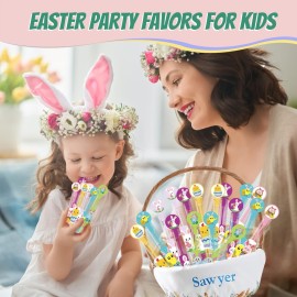 48PCS Easter Toys Mini Bubble Wands Assortment 6 Styles Kids Easter Basket Stuffers for Boys Girls, Bubble Blowing Gifts for Kids Party Favors