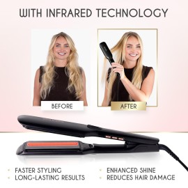 ELLA BELLA Titanium Flat Iron Hair Straightener (with Infrared)  Professional Straightening Iron  Digital Display to Accurately Control Temperature  As Featured in Good Housekeeping