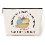 jeilink Cute Funny Crochet Makeup Bag Knitting Cosmetic Bag Travel Toiletry Bag for Christmas Birthday Crochet Gifts for Crocheters Stuff Knitting Gifts for Women Crafters Knitters Female Friends