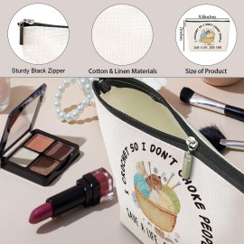 jeilink Cute Funny Crochet Makeup Bag Knitting Cosmetic Bag Travel Toiletry Bag for Christmas Birthday Crochet Gifts for Crocheters Stuff Knitting Gifts for Women Crafters Knitters Female Friends