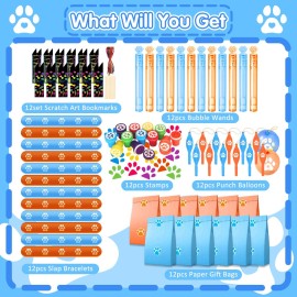 Dog Paw Party Favors for Kids, 97PCS Paw Print Party Supply Set for for Goodie Bag Filler, Treasure Box, Classroom Rewards, Carnival Prizes, Pinata Stuffers, Christmas gifts for Boys and Girls