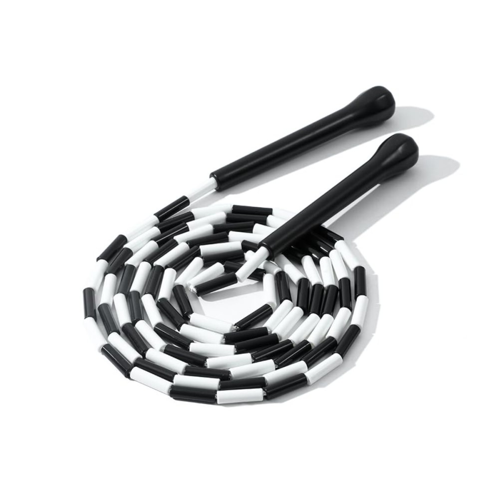 IDOU Beaded Jump Rope - Adjustable, Unbreakable Handles & Tangle-Free Design - Ultimate Fitness Rope/Black