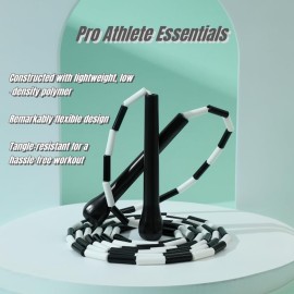 IDOU Beaded Jump Rope - Adjustable, Unbreakable Handles & Tangle-Free Design - Ultimate Fitness Rope/Black