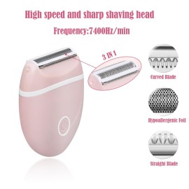 Electric Hair Shaver for Women: Compact, Cordless Wet & Dry Razor for Smooth Body & Dual Trimmers - Bikini Line and Quick, Travel-Friendly.BEAUTISILK (Pink)