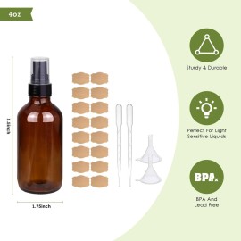 GIVAMEIHF 4oz Amber Glass Spray Bottles Mist Sprayer Set of 24,Empty Small Spray Bottle Fine Mist Spray Refillable Containers,Mini Travel Bottle Spray Bottle Make Perfect Oil,Perfume,Body Sprays