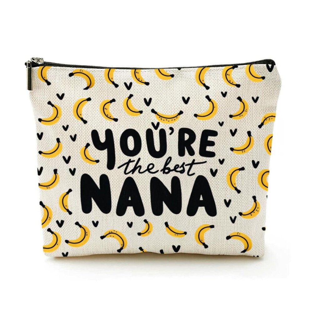 Leartoflife Nana Gift Nana Makeup Bag Grandma Gift Nana Zipper Pouch Funny Nana Makeup Bag Bananas Theme Gift Grandma Cosmetic Bag Grandma Gifts for Mothers Day