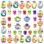 Holydeck 24 Pack Prefilled Easter Eggs with Squeeze Toys, Multicolored Easter Stress Balls, Great for Adult Easter Basket Stuffers and Party Favors