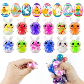 Holydeck 24 Pack Prefilled Easter Eggs with Squeeze Toys, Multicolored Easter Stress Balls, Great for Adult Easter Basket Stuffers and Party Favors