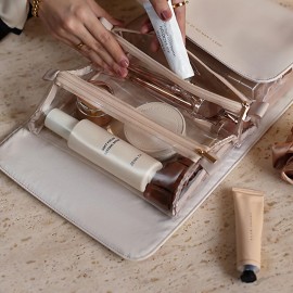 YDR Travel Makeup Bag,Capacity Cosmetic Travel Bag for Women Portable Pouch Makeup Organizer Bag with Divider and Handle Makeup Case Toiletry Bag