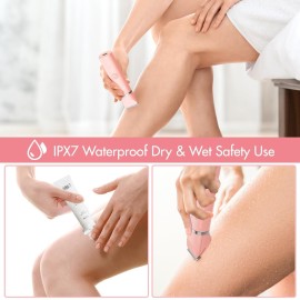 Bikini Trimmer & Gel for Women - 2 in 1 Electric Lady Pubic Hair Groomer Painless Hair Removal Razor Body Shaver, Portable Ladies Shaver with 2 Trimmer Heads, IPX7 Waterproof