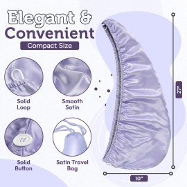 NFliving Satin Microfiber Hair Towel Wrap Set - Ultra Absorbent Satin Microfiber Hair Towel with Matching Satin Travel Bag - Ideal for Luxurious Hair Care (Black)