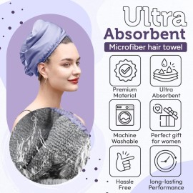 NFliving Satin Microfiber Hair Towel Wrap Set - Ultra Absorbent Satin Microfiber Hair Towel with Matching Satin Travel Bag - Ideal for Luxurious Hair Care (Black)