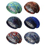 Sintege 6 Pcs Satin Lined Bonnet Sleep Cap for Women Men African Silk Soft Beanie Hair Sleep Wrap for Natural Curly Braids(Adorable Patterns)