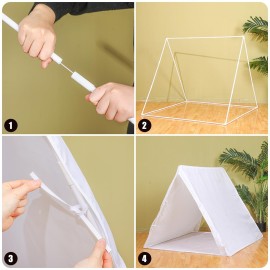 Halloscume 5 Pcs Sleepover Tent Set for Kids Includes Teepee Tent Inflatable Airbed (with Air Pump) 2 Fitted Sheets Star Lights String, Kids Travel Bed Inflatable for Girls Boys Indoor Outdoor