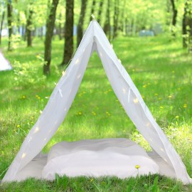 Halloscume 5 Pcs Sleepover Tent Set for Kids Includes Teepee Tent Inflatable Airbed (with Air Pump) 2 Fitted Sheets Star Lights String, Kids Travel Bed Inflatable for Girls Boys Indoor Outdoor