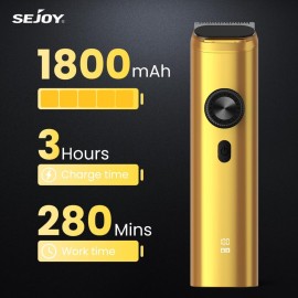 Sejoy Beard Trimmer for Men, Cordless Nose Hair Trimmer for Men, Waterproof Hair Clippers and Trimmers Set, Electric Razor All in 1 Grooming Kit, USB Rechargeable & LED Display,Gold