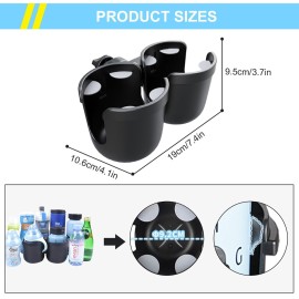 JINKEY Universal 360Rotation Dual Cup Holder for Baby Stroller, Adjustable 2 in 1 Double Stroller Cup Holder Attachment for Bike, Wheelchair, Scooter