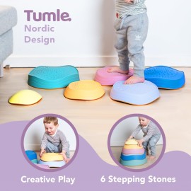 Stepping Stones for Toddlers | 6pcs Durable Non-Slip Stones | Encourage Toddler Balance & Gross Motor Skills | Indoor & Outdoor Toys | Obstacle Course and Gifts for Toddlers