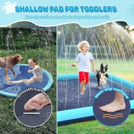 Bilibara 127\'\' Splash Pad for Dogs, Non-Slip Sprinkler for Kids, Square Splash Pad for Kids Ages 4-8, Splash Pads for Toddlers 1-3, Dog Sprinkler Shallow Pool, Outdoor Water Toys for Backyard, Teal