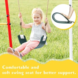 Swing Seat with Metal Triangle Ring 30.4 x 5.9 Inch, Heavy Duty Swing Set Replacement Accessories for Kids & Adults Outdoor, Playground,Trees, Backyard- Green(Support 300LB)