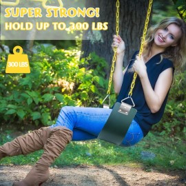 Swing Seat with Metal Triangle Ring 30.4 x 5.9 Inch, Heavy Duty Swing Set Replacement Accessories for Kids & Adults Outdoor, Playground,Trees, Backyard- Green(Support 300LB)