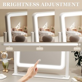 ROLOVE Vanity Mirror with Lights, 1412 LED Makeup Mirror, Lighted Makeup Mirror with Lights, Smart Touch Control 3 Colors Dimmable, Lighted Up Mirror for Makeup Desk, Bedroom, 360 Rotation
